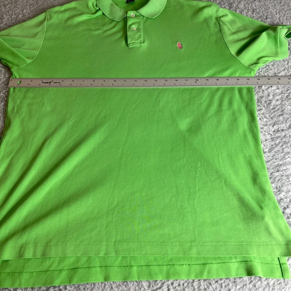 Polo Ralph Lauren Mens Lime Green Pink Pony Cotton Polo Shirt Large Classic Fit